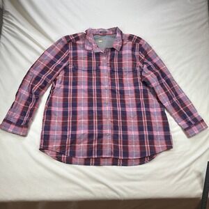 Eddie Bauer Womens XL Plaid Button Down Roll Tab Long‎ Sleeve Shirt